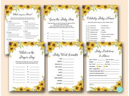 Supply jars of different flavors of baby food, with the flavor disguised with a numbered label. Summer Sunflower Baby Shower Games Activities Printabell Express