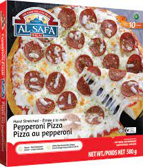 Whey derived by animal enzyme (rennet) for the crust cheese obtained by animal enzyme (rennet) Halal Pepperoni Pizza Al Safa Halal