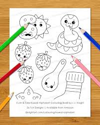 Download Cute And Easy Kawaii Alphabet Colouring Book L J Knight