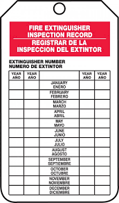 Fire extinguishers are a standard feature in many public buildings and private homes. Fire Extinguisher Inspection Record Osha Fire Inspection Tags Sbtrs217