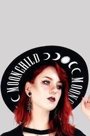 Restyle Gothic Wide Stiff Brim Moon Child Hat