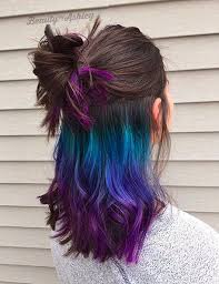Trick Your Conservative Office With This Underlights Rainbow Hair Trend Underlights Hair Hidden Hair Color Hair Styles