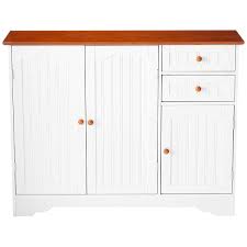 Learn the definitions and details to make shopping for dining room storage furniture less confusing. White Wood Sideboard Buffet Cabinet With Walnut Finish Top And Knobs Fastfurnishings Com