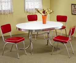 Red Kitchen Table And Chairs Set Retro Dining Table Oval Table Dining Retro Kitchen Tables