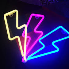 Lightning Bolt Acrylic Neon Light Usb Pink Blue White Neon Sign Bedroom Neon Room Chill Room