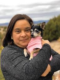 America and Birdie! 💕 Birdie is such a sweet, calm, quiet and loving  little dog. When she was dumped at the shelter near San Diego, she was  suffering from infection and pain