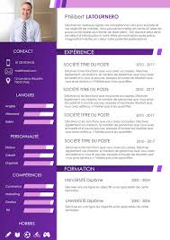 Exemple De Cv Violet A Deux Colonnes Gratuit A Telecharger Education Design