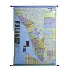 A kerala map detailing about the political features including kerala districts, state boundaries, district boundaries and location of thiruvananthapuram, the capital city of kerala.given below is th e free. Wall Hanging Political Map Of Kerala August School Office Stationery