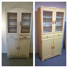 Kitchen Cabinet From The 1940 S Was A Wreck But We Loved The Red Painted Detail On The Vintage Kitchen Cabinets Antique Kitchen Cabinets Used Kitchen Cabinets