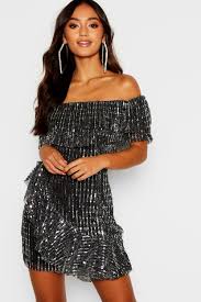 Petite Metallic Frill Mini Dress Boohoo Mini Dress Frill Mini Dress Mini Black Dress