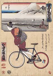 浮世絵イラストレーター naga ぴすと娘の図 pist girl サイクリングアート イラストレーター 自転車ポスター