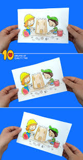 Paper sand castle art project for kids to tackle this summer! Kids Building Sandcastle Craft 10 Minutes Of Quality Time