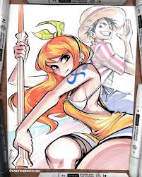 Here's my drawing of Nami and Luffy! : r/OnePiece