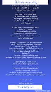 Did I Miss Anything Poem By Tom Wayman Poems Poetry Literary Theory