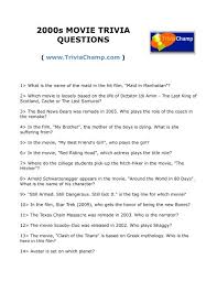 A) one b) five c) ten d) seven 2. 2000s Movie Trivia Questions Trivia Champ