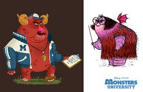Art is one of the tritagonists of disney/pixar's 2013 animated film, monsters university.a furry purple monster with an arch shape and blue stripes on his body. Monsters University Concept Artwork By Chris Sasaki
