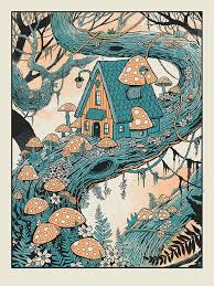 Mushroom Treehouse Color Silkscreen Illustration Art Art Color Illustration Illustrationart Mushroom Silkscreen Treeh In 2020 Psychedelic Art Poster Art Art