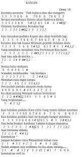 Terlebih lagu ini juga memiliki makna yang cukup mendalam. Not Pianika Lagu Kangen Dewa 19 Notasi Pianika