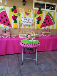 Watermelon Birthday Party Ideas Photo 2 Of 23 Watermelon Birthday Parties Fruit Birthday Party First Birthday Party Themes
