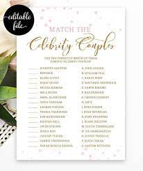 Alot living entertainment how much is the average wedding? Celebrity Couples Bridal Shower Game Wedding Shower Game Match The Famous Couples Pink And Go Couples Bridal Shower Wedding Shower Games Bridal Shower Games