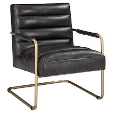 Shop Black Friday Deals On Metal And Faux Leather Accent Chair With Cantilever Style Base Gold And Black On Sale Overstock 30939866