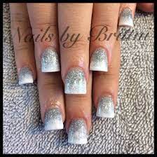 White Acrylics With A Silver Glitter Fade Nails Gel Nails Makeup Nails