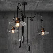 Susuo Lignting Country Style Pulley Ceiling Pendent Light Adjustable 3 Heads Retro Wire Industria Pendent Lighting Vintage Ceiling Lights Industrial Chandelier
