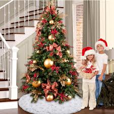 Christmas tree skirts come in a variety of sizes and can be draped around the bottom of your tree for a charming finishing touch. Faux Fur Christmas Tree Skirt 48 Inch Elegant White Xmas Decorations For Festive Holiday Home Party Happy New Year Ornaments Accessory For Floor Protection Home Kitchen Seasonal Decor