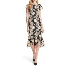 Women S Alice Olivia Cleora Fitted Lace Midi Dress 4540 Mad Liked On Polyvore Featuring Dresses La Cocktail Dress Lace Midi Ruffle Dress Lace Midi Dress