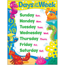 days of the week sea buddies learning chart