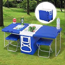 Giantex Multi Function Rolling Cooler Picnic Table Camping Table Foldable Picnic Table Camping Coolers
