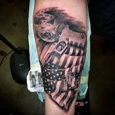 For instance, an american flag sleeve tattoo is common. American Native Colored Forearm Tattoo Of National Flag With Pistol And Snake Tattooimages Biz