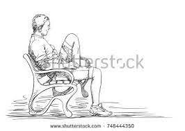 sketch of man sitting on bench with one foot up on bench view from side hand drawn vector illustration with ha human sketch human figure sketches man sitting