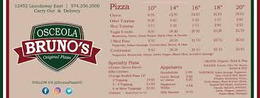 Online Menu Of Brunos Pizza Osceola Restaurant Mishawaka Indiana 46544 Zmenu
