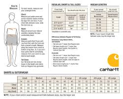 carhartt mens shirt sizing chart online fashion stores