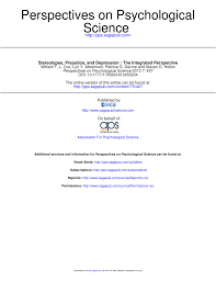 Pdf Stereotypes Prejudice And Depression The Integrated Perspective