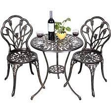 fds tulip garden bistro set 3 piece cast aluminium table 2 chairs furniture table et chaises de jardin table de balcon table bistrot ronde