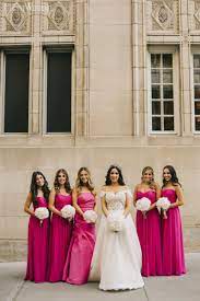 Stunning Blush Pink Wedding At The Ritz Elegantwedding Ca Magenta Bridesmaid Dresses Pink Bridesmaid Dresses Mismatched Pink Wedding Dresses