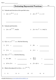 Algebra writing exponential functions from tables practice riddle worksheet this is an 15 question riddle practice worksheet designed to practice and reinforce the concept of writing an exponential function f(x) given a table. Evaluating Exponential Functions Worksheets