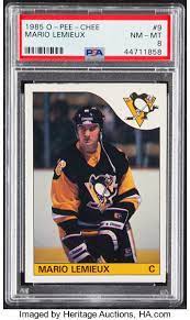 Please email us at value@goldcardauctions.com if you would like buyers' advice in regards to picking up mario cards. 1985 O Pee Chee Mario Lemieux 9 Psa Nm Mt 8 Hockey Cards Lot 44086 Heritage Auctions