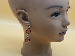 Vintage Southwestern Style Silver Tone Faux Coral 2 Tier Clip