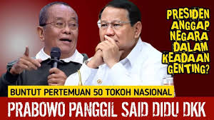Menhan Safrie mengatakan ada tokoh oposisi yang bertemu Presiden Prabowo  Subianto pada Jumat malam kemarin. Siapa dia?
