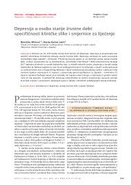 Pdf Depresija U Osoba Starije Zivotne Dobi Specificnosti Klinicke Slike I Smjernice Za Lijecenje