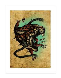 Neo traditional leopard tattoo by nelson. Leopard The Beasts Within Series Neo Traditional Tattoo Etsy