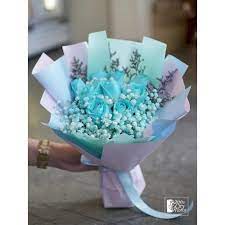 Only love® flower bouquet same day flower delivery to malaysia, kuala lumpur & selangor. Tiffany Blue Rose 9 Bouquet