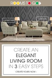 Creating An Elegant Living Room Is As Easy As 1 2 3 Start With A Beautiful Sofa Add A Cockta Elegant Living Room Living Room Suite Home Living Room