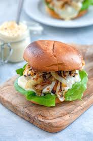 You can buy a premade kind or, make it yourself, by mixing mayonnaise, any hot chili or sriracha sauce. Spicy Cheesy Chicken Burgers Recipe We Are Not Martha