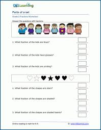 Of fractions with like denominators. Fractions Of A Set Worksheets For Grade 2 K5 Learning