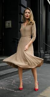 30 Dresses In 30 Days Holiday Entertaining Metallic Gold Knit Ribbed Midi Dress Red Suede Pumps Ribbed Midi Dress Casual Summer Outfits For Women Fashion