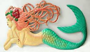 Painted Metal Mermaid Wall Decor Outdoor Metal Wall Art Mermaid Metal Wall Hanging Haitian Stee Outdoor Metal Art Mermaid Wall Art Outdoor Metal Wall Art